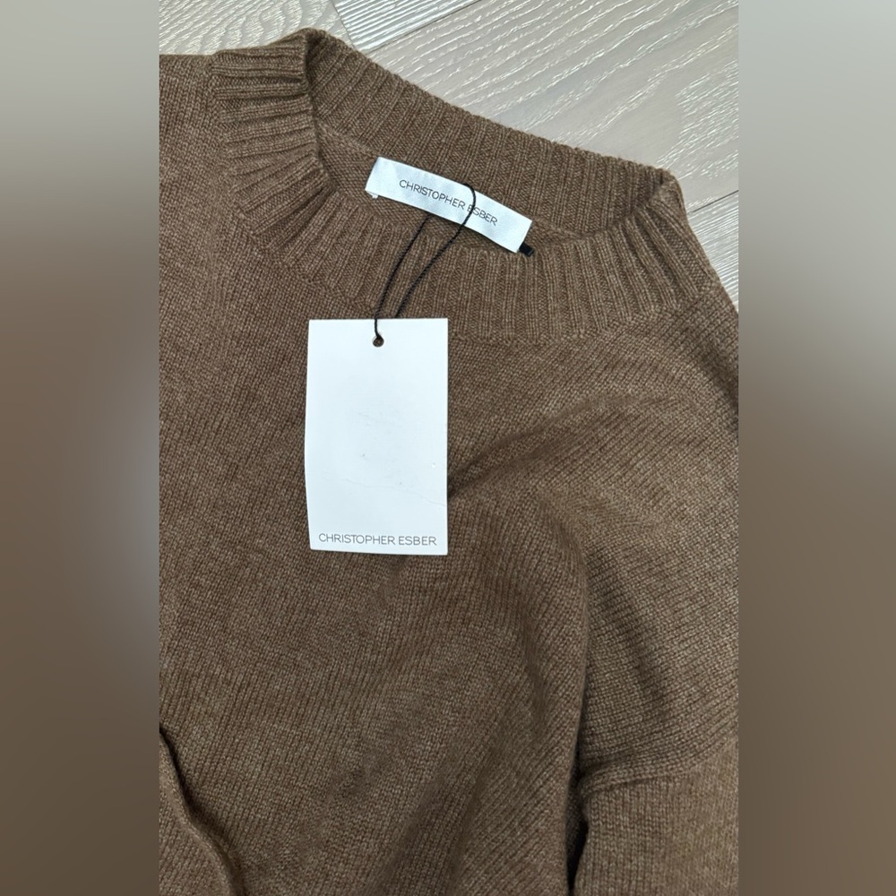 Christopher Esber Knit Tie Sweater Dress In Fawn - Picture 10 of 15
